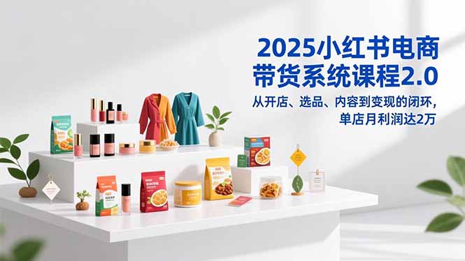 [小红书]（16880期）2025小红书电商带货系统课程2.0，从开店、选品、内容到变现的闭环，单店月利润达2万