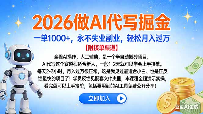 [虚拟项目]（16924期）2026做AI代写掘金，一单1000+，永不失业副业，轻松月入过万