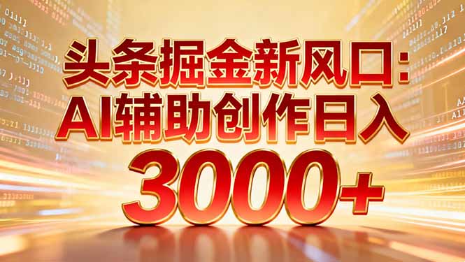[虚拟项目]（16923期）头条掘金新风口：AI辅助创作日入3000+，矩阵玩法当天启动隔天见效-第1张图片-智慧创业网
