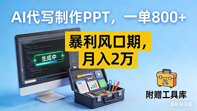 [热门给力项目]（16967期）AI代写制作PPT，一单800+， 暴利风口期，月入2万【附工具】