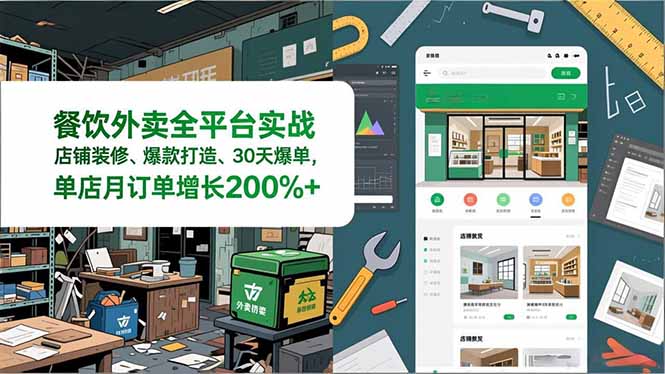 [创业项目]（16978期）餐饮外卖全平台实战，店铺装修、爆款打造、30天爆单，手把手教学，单店月订单增长200%+