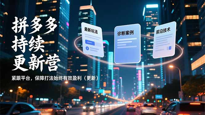 [热门给力项目]（16987期）拼多多持续更新营，最新玩法、诊断案例、前沿技术，紧跟平台，保障打法始终有效盈利（更新）