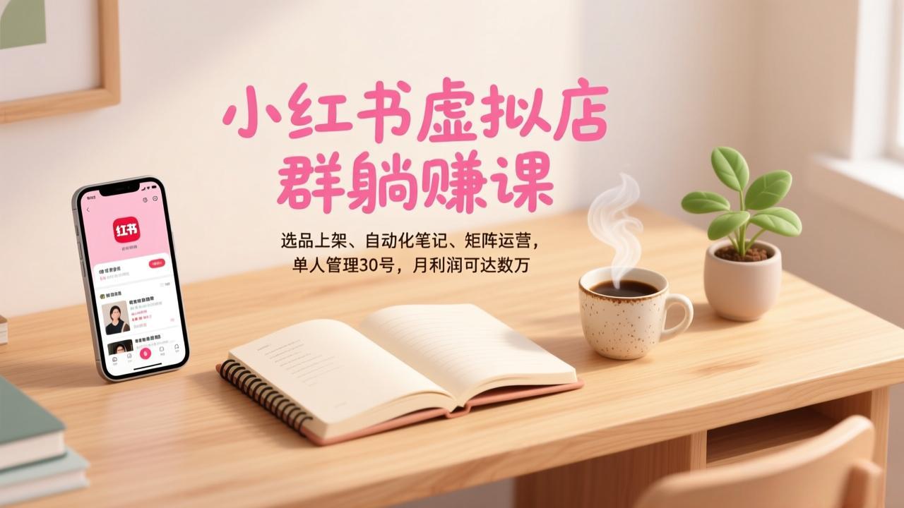 [小红书]（17072期）小红书虚拟店群躺赚课，选品上架、自动化笔记、矩阵运营，单人管理30号，月利润可达数万