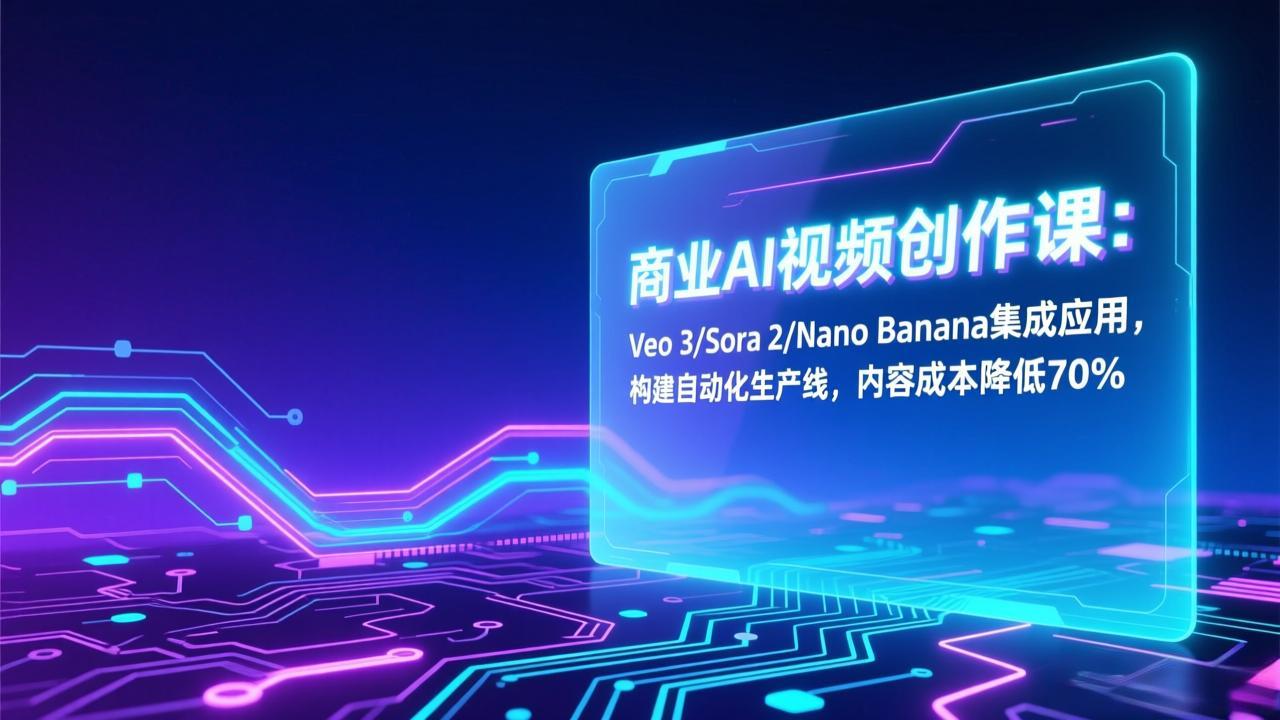 [人工智能]（17070期）商业AI视频创作课：Veo 3/Sora 2/Nano Banana集成应用，构建自动化生产线，内容成本降低70%