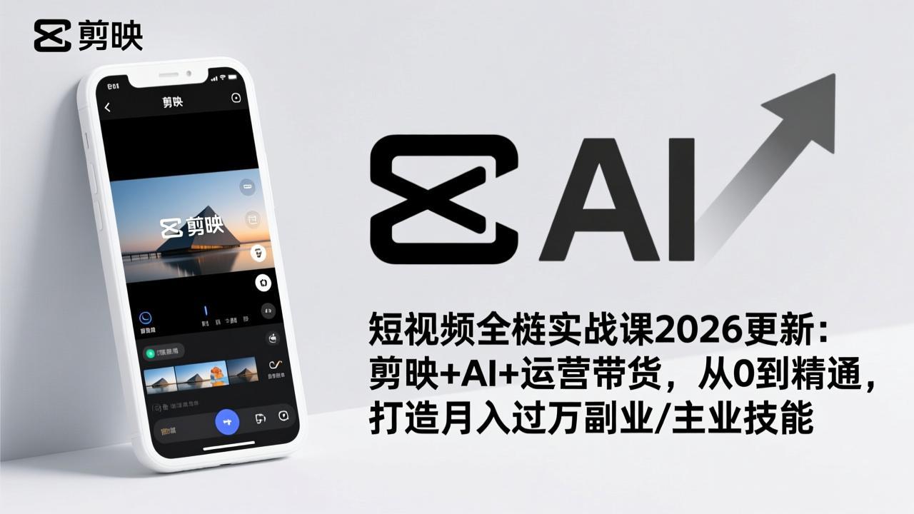 [短视频运营]（17231期）短视频全栈实战课2026更新：剪映+AI+运营带货，从0到精通，打造月入过万副业/主业技能