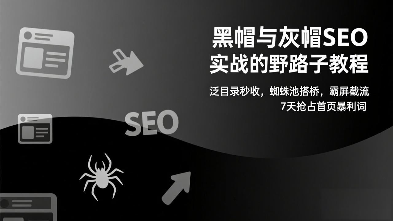 [引流-涨粉-软件]（17125期）黑帽与灰帽SEO实战的野路子教程：泛目录秒收，蜘蛛池搭桥，霸屏截流，7天抢占首页暴利词