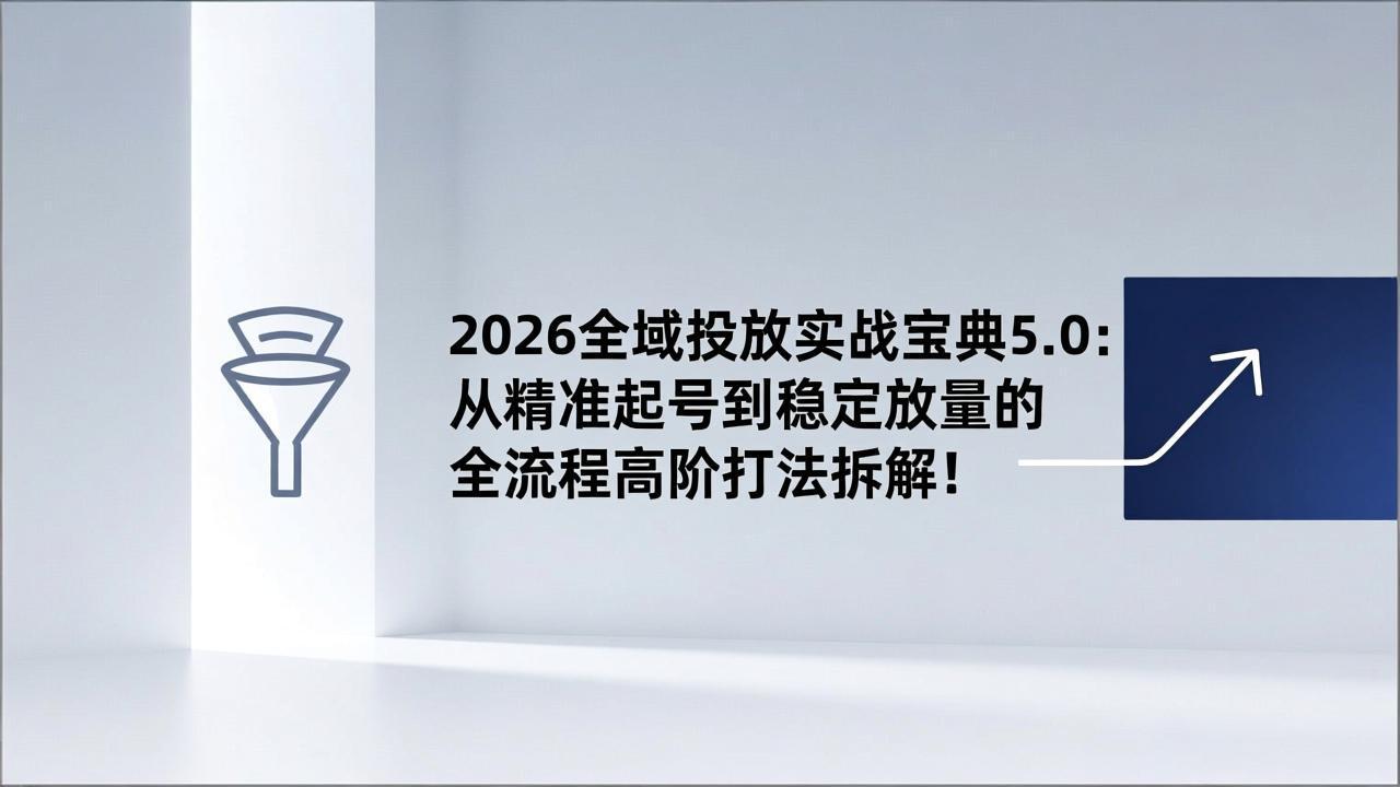 [短视频运营]（17156期）2026全域投放实战宝典5.0：从精准起号到稳定放量的全流程高阶打法拆解！