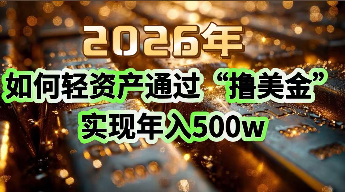 [虚拟项目]（17033期）2026年如何轻资产通过“撸美金”实现年入500w