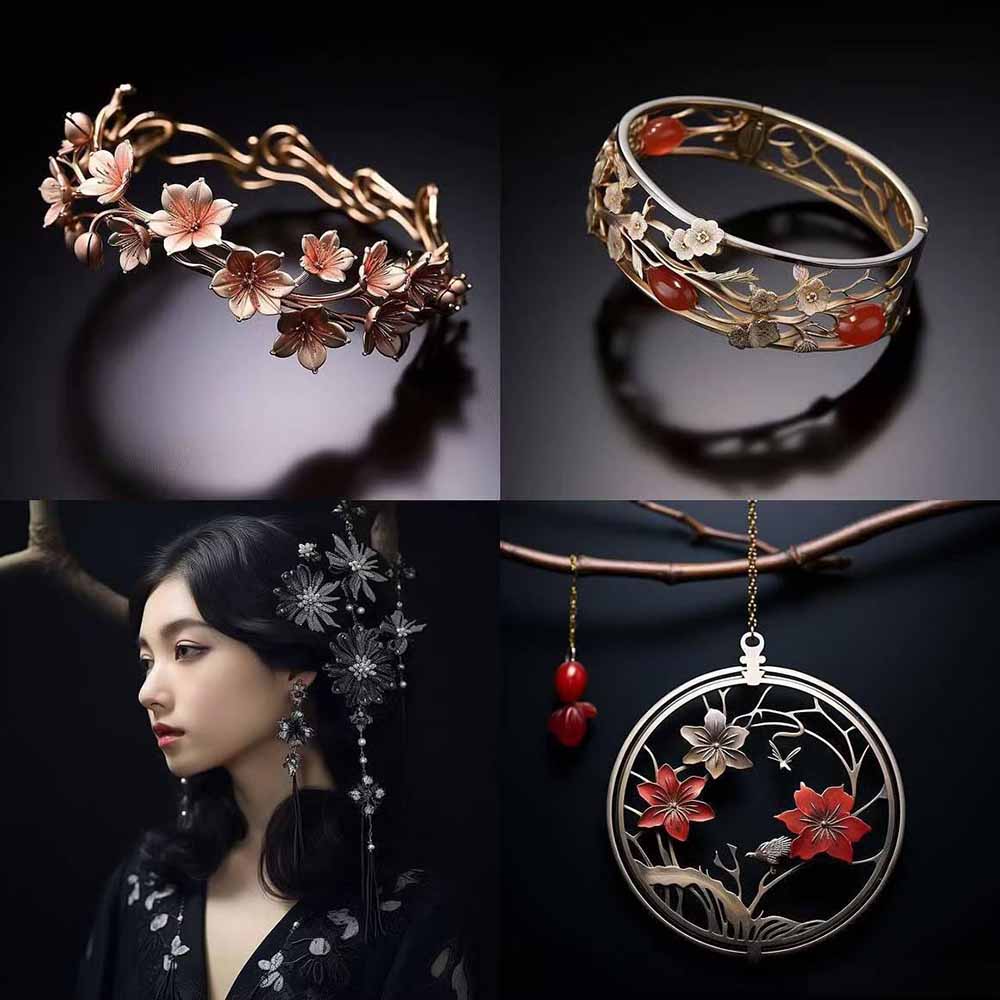 [人工智能]（17272期）460+专业Midjourney珠宝摄影AI提示词+成效果图，戒指/项链/耳环/手链/宝石/及奢侈配饰等全品类-第7张图片-智慧创业网