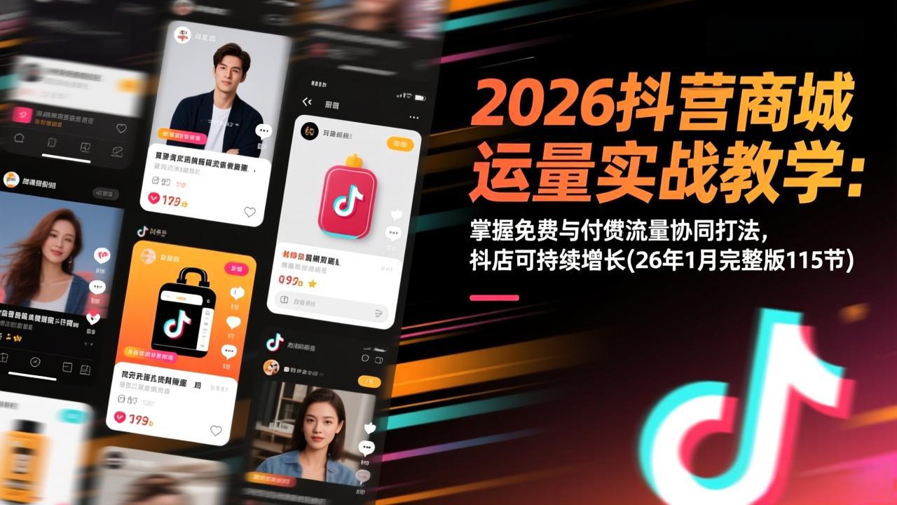 [抖音小店]（17165期）2026抖音商城运营实战教学：掌握免费与付费流量协同打法，抖店可持续增长(26年1月完整版115节)