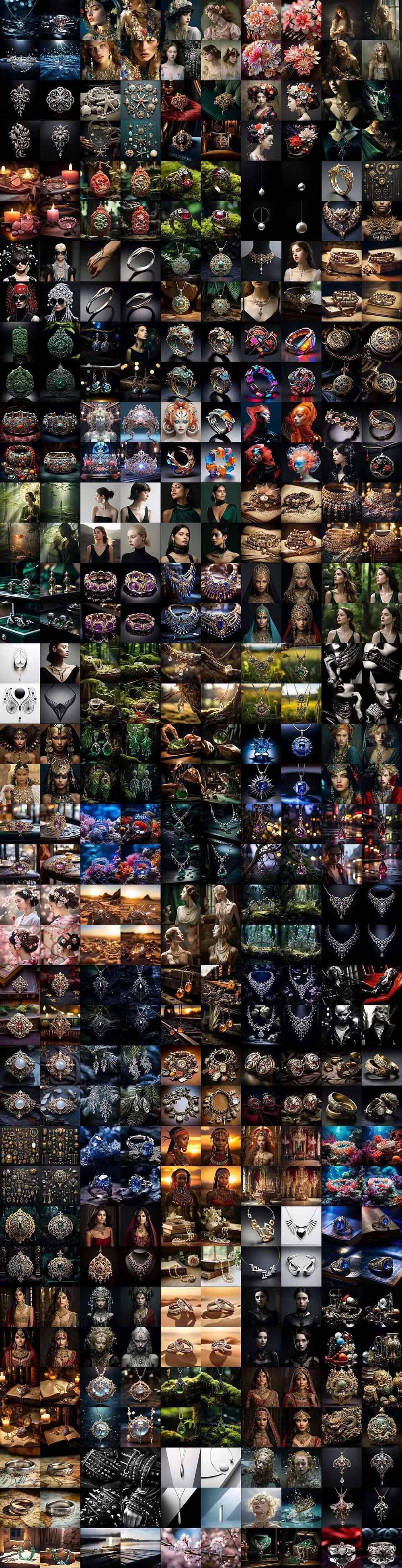 [人工智能]（17272期）460+专业Midjourney珠宝摄影AI提示词+成效果图，戒指/项链/耳环/手链/宝石/及奢侈配饰等全品类-第11张图片-智慧创业网