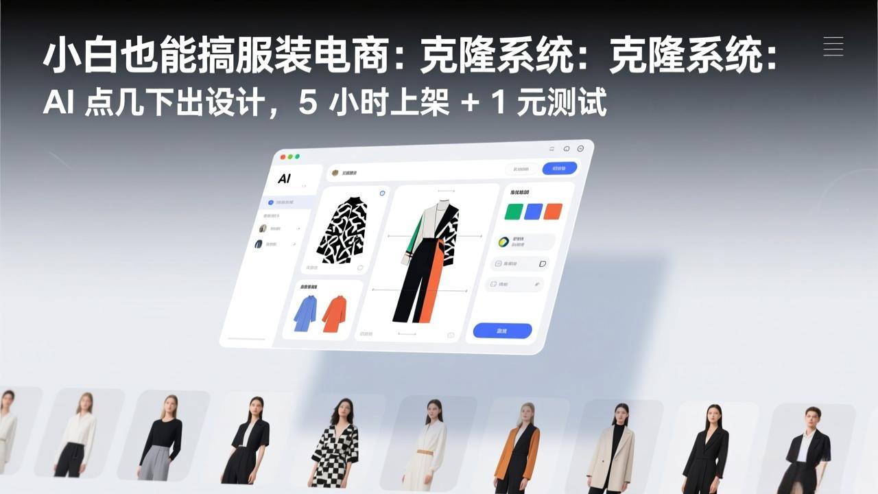[人工智能]（17411期）小白也能搞服装电商：克隆系统：AI 点几下出设计，5 小时上架 + 1 元测试-第1张图片-智慧创业网