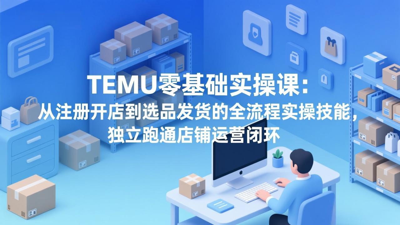 [跨境电商]（17568期）TEMU零基础实操课：从注册开店到选品发货的全流程实操技能，独立跑通店铺运营闭环