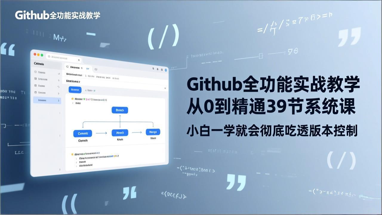 [人工智能]（17501期）GitHub-全功能实战教学，从0到精通39节系统课，小白一学就会彻底吃透版本控制-第1张图片-智慧创业网