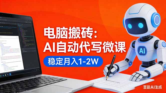 [虚拟项目]（17582期）电脑搬砖：AI自动代写微课，稳定月入1-2W，提供接单渠道，0门槛小白可做！-第1张图片-智慧创业网