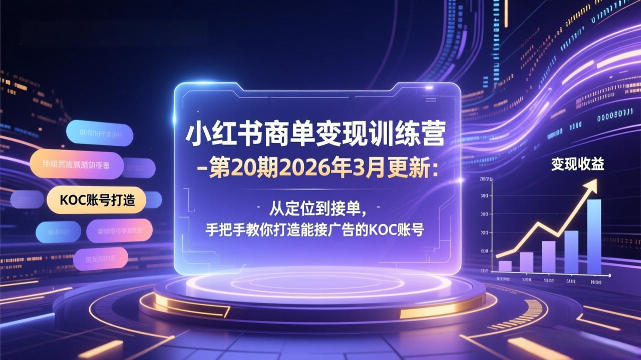 [小红书]（17590期）小红书商单变现训练营-第20期26年3月更新：从定位到接单，手把手教你打造能接广告的KOC账号-第1张图片-智慧创业网