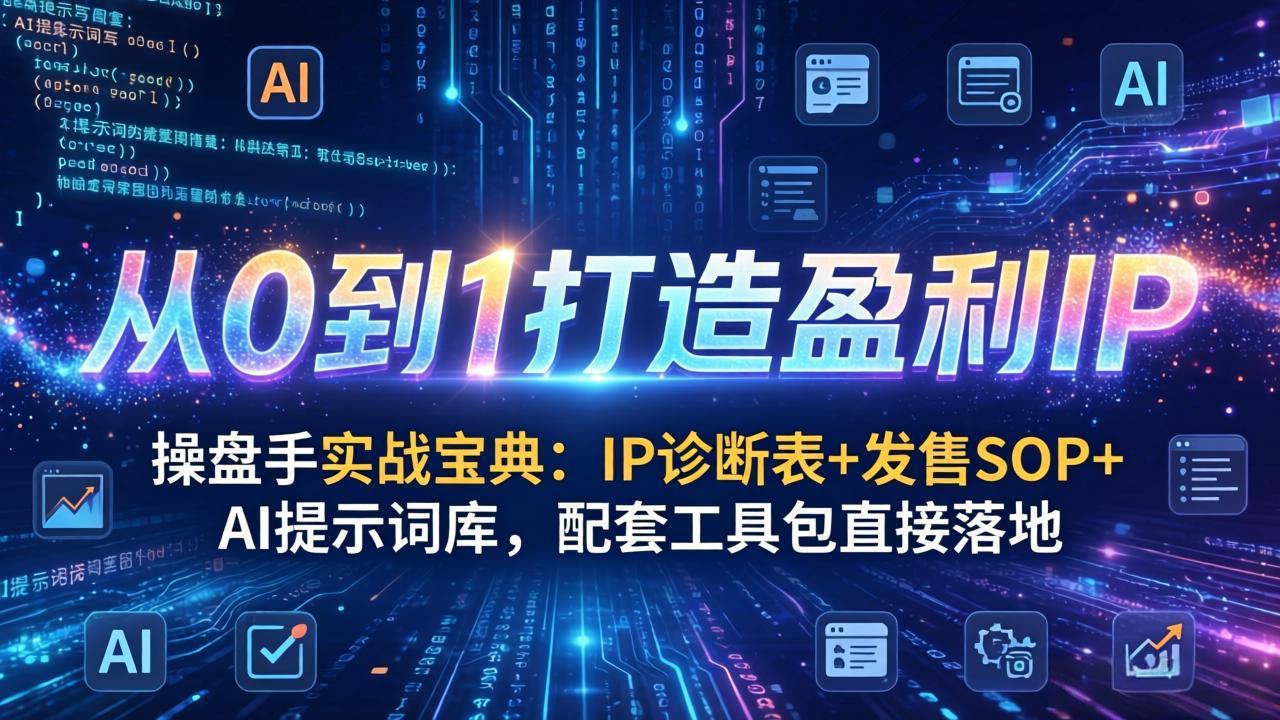 [创业项目]（17593期）操盘手实战宝典：IP诊断表+发售SOP+AI提示词库，配套工具包直接落地，从0到1打造盈利IP-第1张图片-智慧创业网