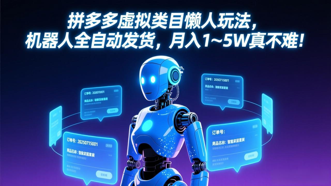 [虚拟项目]（17547期）拼多多虚拟类目懒人玩法，机器人全自动发货，月入 1-5W 真不难！-第1张图片-智慧创业网