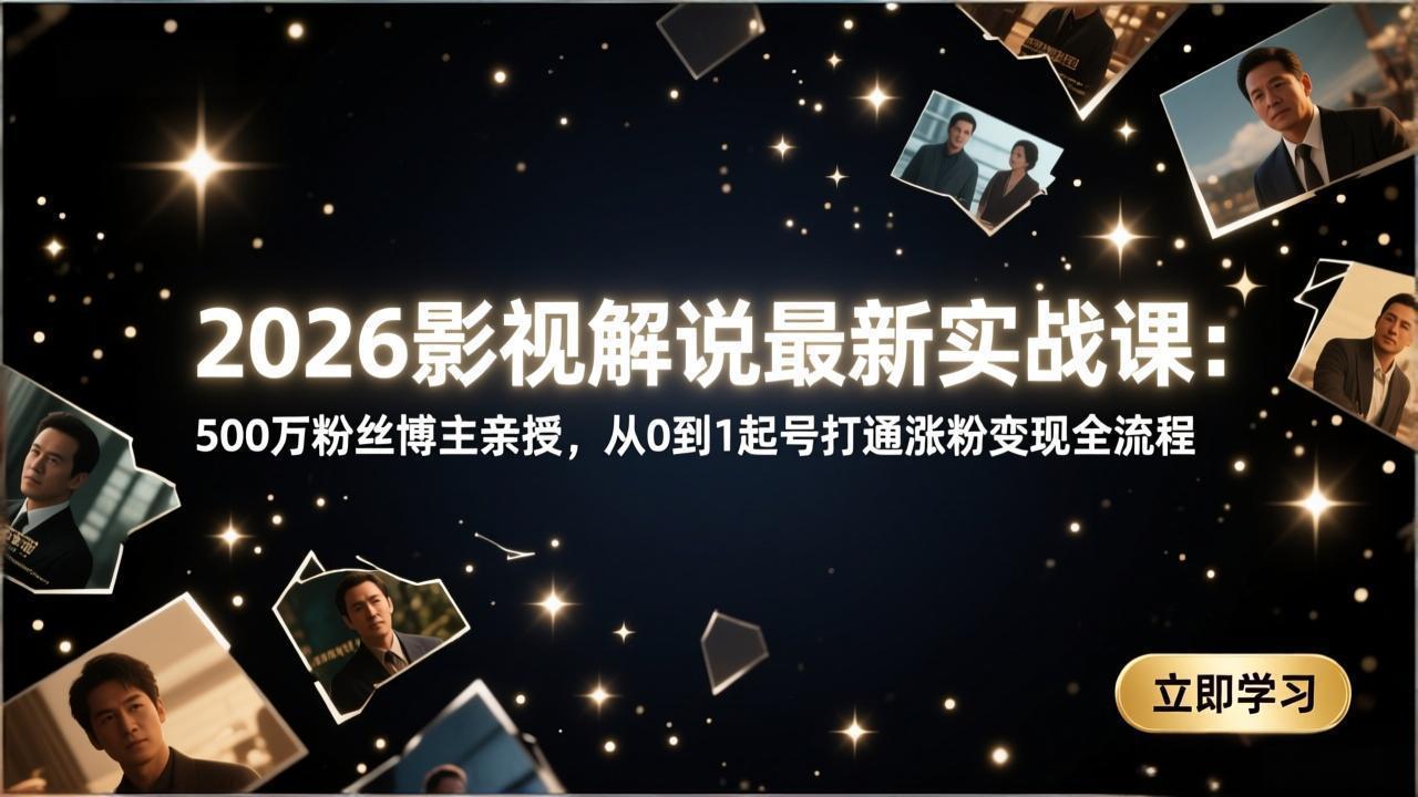 [短视频运营]（17530期）2026影视解说最新实战课：500万粉丝博主亲授，从0到1起号打通涨粉变现全流程-第1张图片-智慧创业网