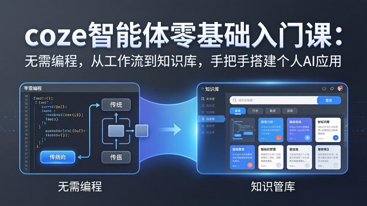 [人工智能]（17775期）coze智能体零基础入门课：无需编程，从工作流到知识库，手把手搭建个人AI应用-第1张图片-智慧创业网