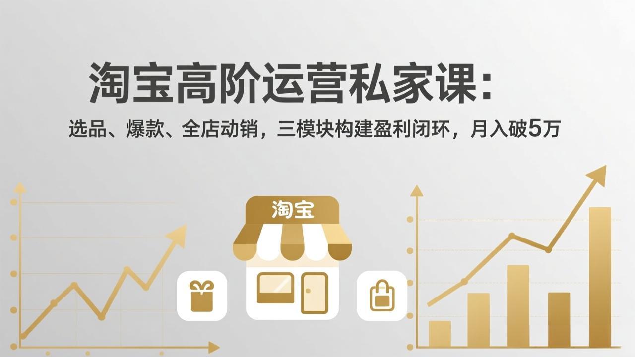 [国内电商]（17904期）淘宝高阶运营私家课（更新26年4月）：选品、爆款、全店动销，三模块构建盈利闭环，月入破5万