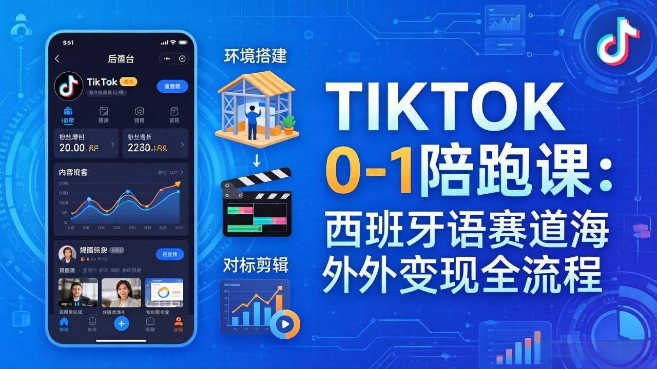 [国外项目]（17908期）TIKTOK 0-1 陪跑课：从环境搭建到刷对标剪辑，西班牙语赛道海外变现全流程