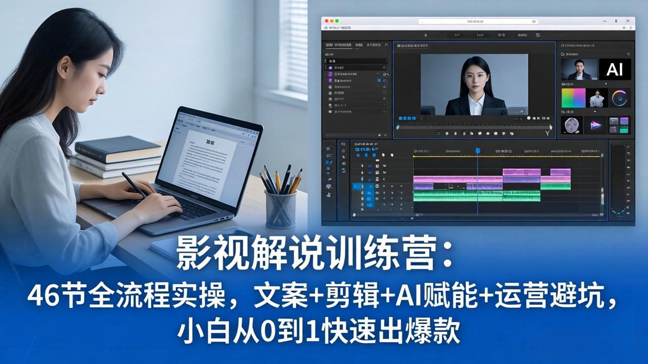 [短视频运营]（18053期）影视解说特训营：46节全流程实操，文案+剪辑+AI赋能+运营避坑，小白从0到1快速出爆款-第1张图片-智慧创业网