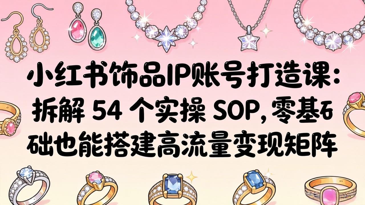 [小红书]（18101期）小红书饰品IP账号打造课：拆解 54 个实操 SOP，零基础也能搭建高流量变现矩阵