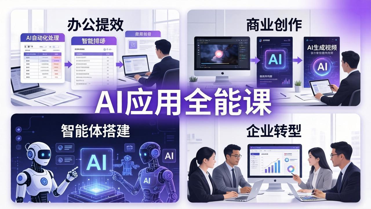 [人工智能]（18042期）AIGC 应用师全能课-更新：办公提效、商业创作、智能体搭建、企业转型，一站式学会AI应用-第1张图片-智慧创业网