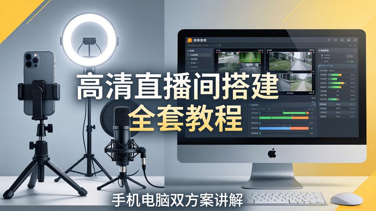 [直播玩法]（18104期）高清直播间搭建全套教程，手机电脑双方案讲解，设备选型调试多机位实操教学-第1张图片-智慧创业网