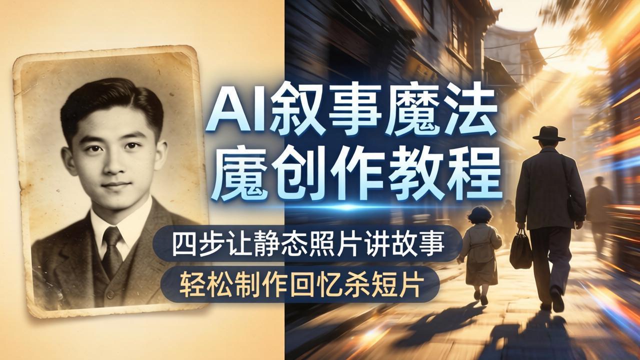 [短视频运营]（18208期）AI叙事魔法创作教程，四步让静态照片讲故事，老照片修复加动态特效，轻松制作回忆杀短片