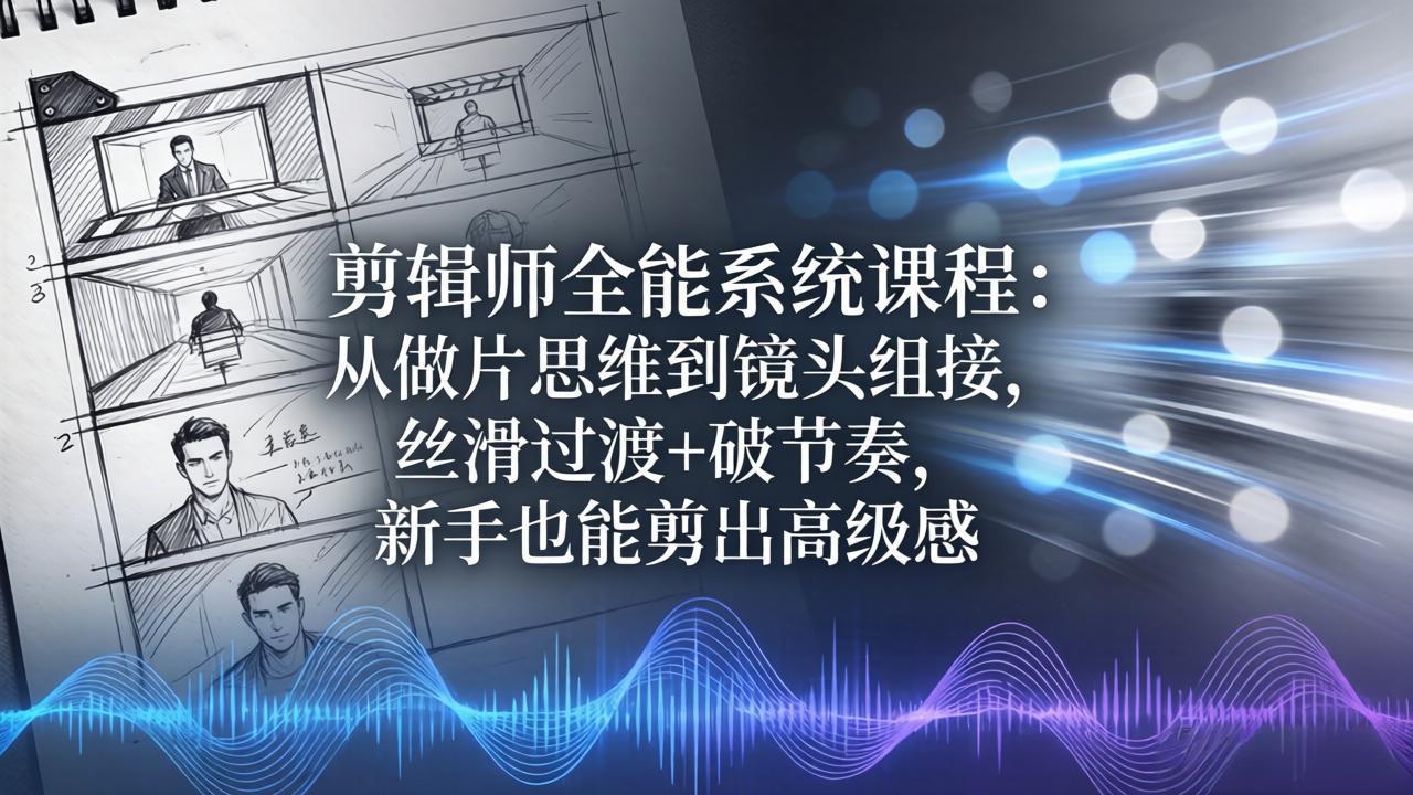 [短视频运营]（18260期）剪辑师全能系统课程：从做片思维到镜头组接，丝滑过渡+破节奏，新手也能剪出高级感