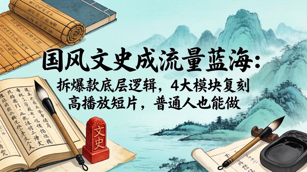 [短视频运营]（18227期）国风文史成流量蓝海：拆爆款底层逻辑，4大模块复刻高播放短片，普通人也能做