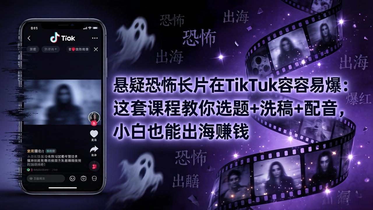 [短视频运营]（18220期）悬疑恐怖长片在TikTok最容易爆：这套课程教你选题+洗稿+配音，小白也能出海赚钱
