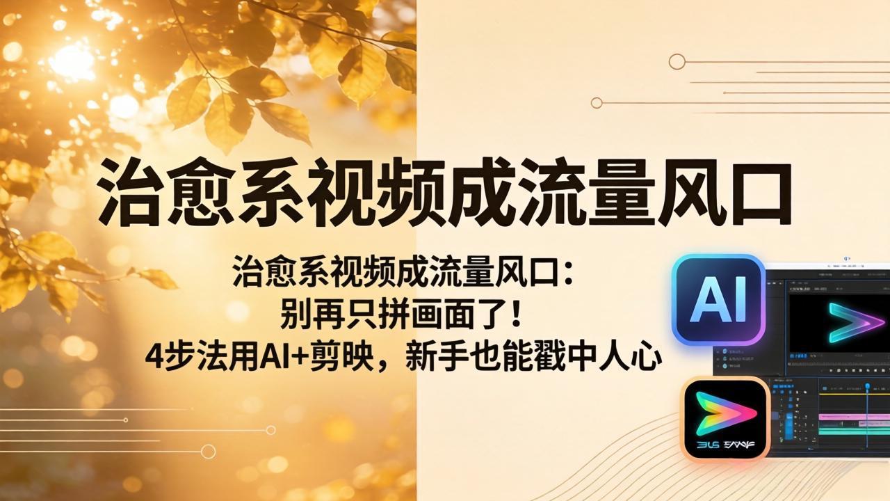 [短视频运营]（18219期）治愈系视频成流量风口：别再只拼画面了！4步法用AI+剪映，新手也能戳中人心