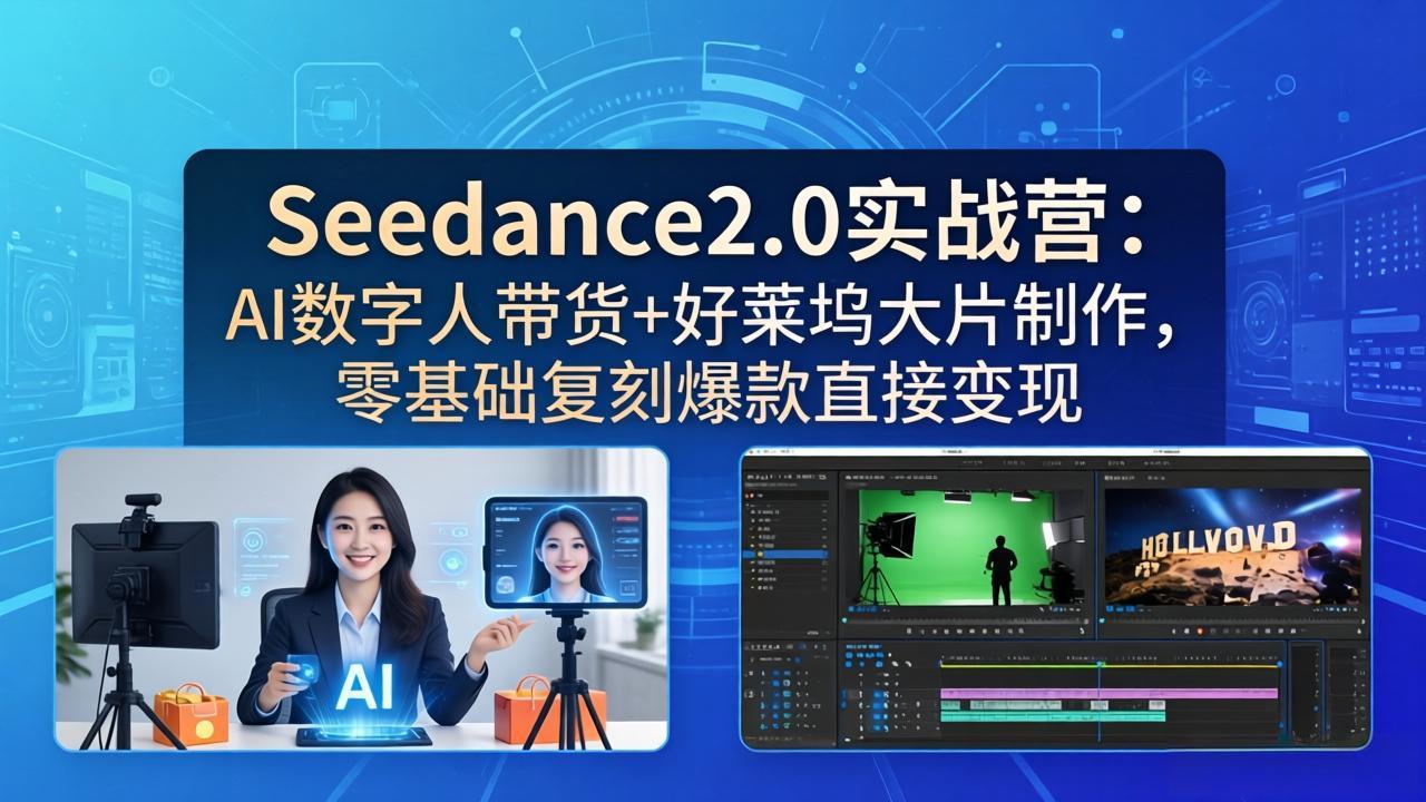 [人工智能]（18238期）Seedance2.0实战营：AI数字人带货+好莱坞大片制作，零基础复刻爆款直接变现