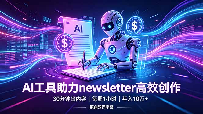 [国外项目]（18279期）做newsletter怕费时间？AI工具帮你30分钟出内容，每周1小时，年入10万+【原创双语字幕】