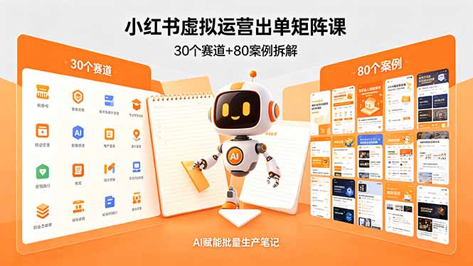 [小红书]（18342期）小红书虚拟运营出单矩阵课：30个赛道+80案例拆解，AI赋能批量生产笔记-第1张图片-智慧创业网