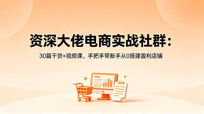 [国内电商]（18529期）资深大佬电商实战社群：30篇干货+视频课，手把手带新手从0搭建盈利店铺-第1张图片-智慧创业网
