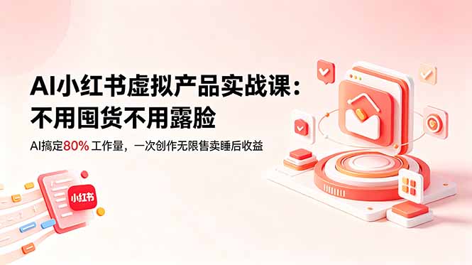 [小红书]（18818期）AI小红书虚拟产品实战课-更新：不用囤货不用露脸，AI搞定80%工作量，一次创作无限售卖睡后收益-第1张图片-智慧创业网