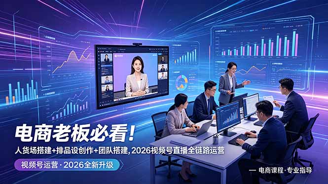 [短视频运营]（18845期）电商老板必看！人货场搭建+排品设计+素材创作+团队搭建，2026视频号直播全链路运营-第1张图片-智慧创业网