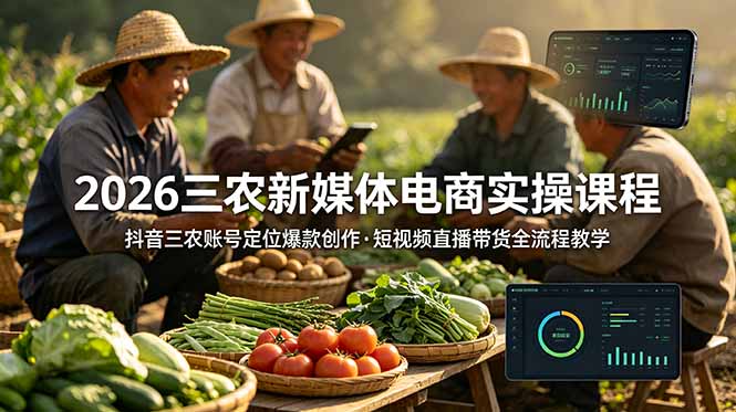 [短视频运营]（18991期）2026三农新媒体电商实操课程：抖音三农账号定位爆款创作，短视频直播带货全流程教学