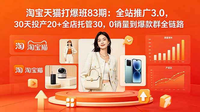 [国内电商]（18920期）2026淘宝天猫打爆班83期：全站推广3.0，30天投产20+全店托管30，0销量到爆款群全链路-第1张图片-智慧创业网