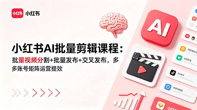 [小红书]（18959期）小红书AI批量剪辑课程：批量视频分割+批量发布+交叉发布，多账号矩阵运营提效-第1张图片-智慧创业网