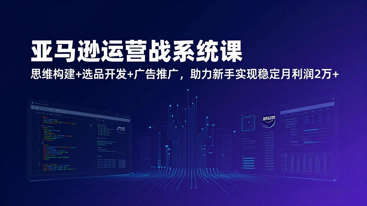 [跨境电商]（17311期）亚马逊运营实战系统课，思维构建+选品开发+广告推广，助力新手实现稳定月利润2万+（更新）