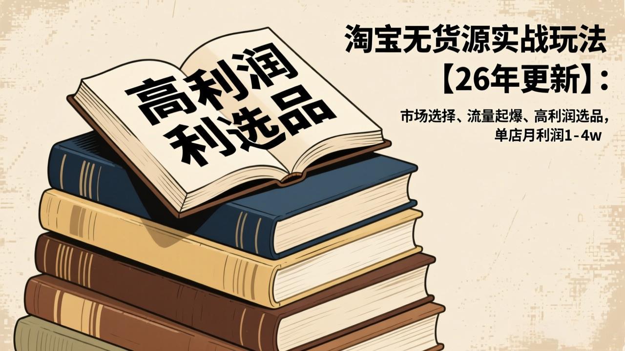 [无货源]（17046期）淘宝无货源实战玩法【26年更新】：市场选择、流量起爆、高利润选品，单店月利润1-4w