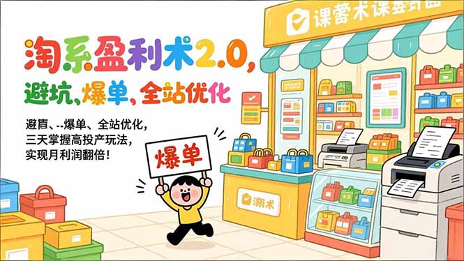 [跨境电商]（17127期）淘系盈利术2.0，避坑、爆单、全站优化，三天掌握高投产玩法，实现月利润翻倍！-第1张图片-智慧创业网