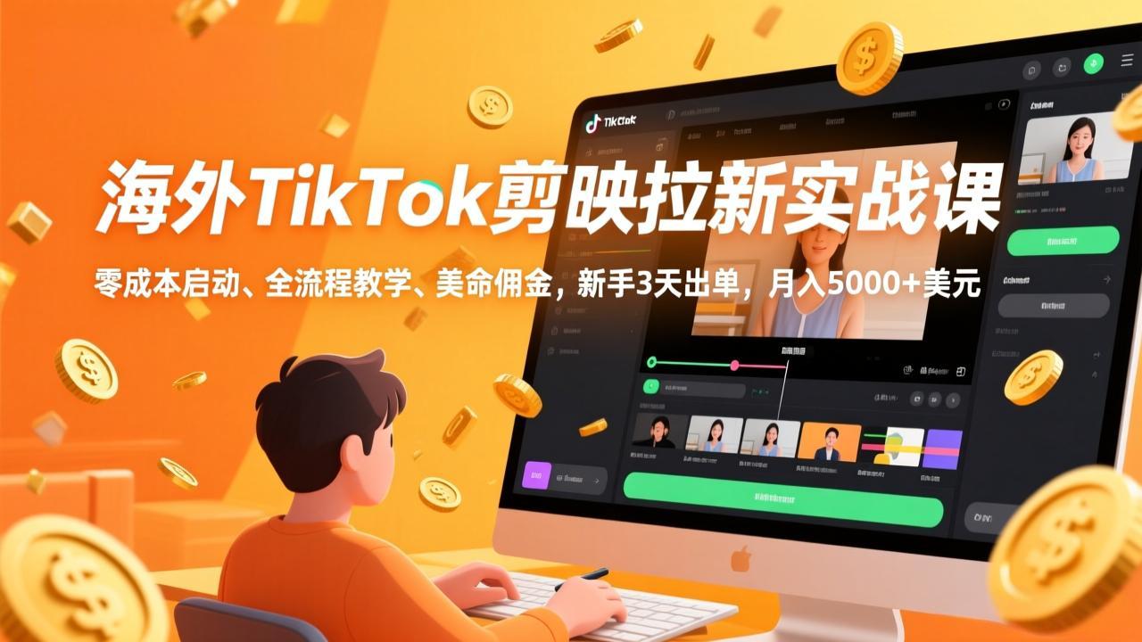 [国外项目]（17340期）海外TikTok剪映拉新实战课，零成本启动、全流程教学、美金佣金，新手3天出单，月入5000+美元-第1张图片-智慧创业网