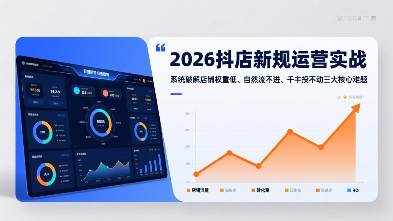 [抖音小店]（17502期）2026抖店新规运营实战：系统破解店铺权重低、自然流不进、千川投不动三大核心难题