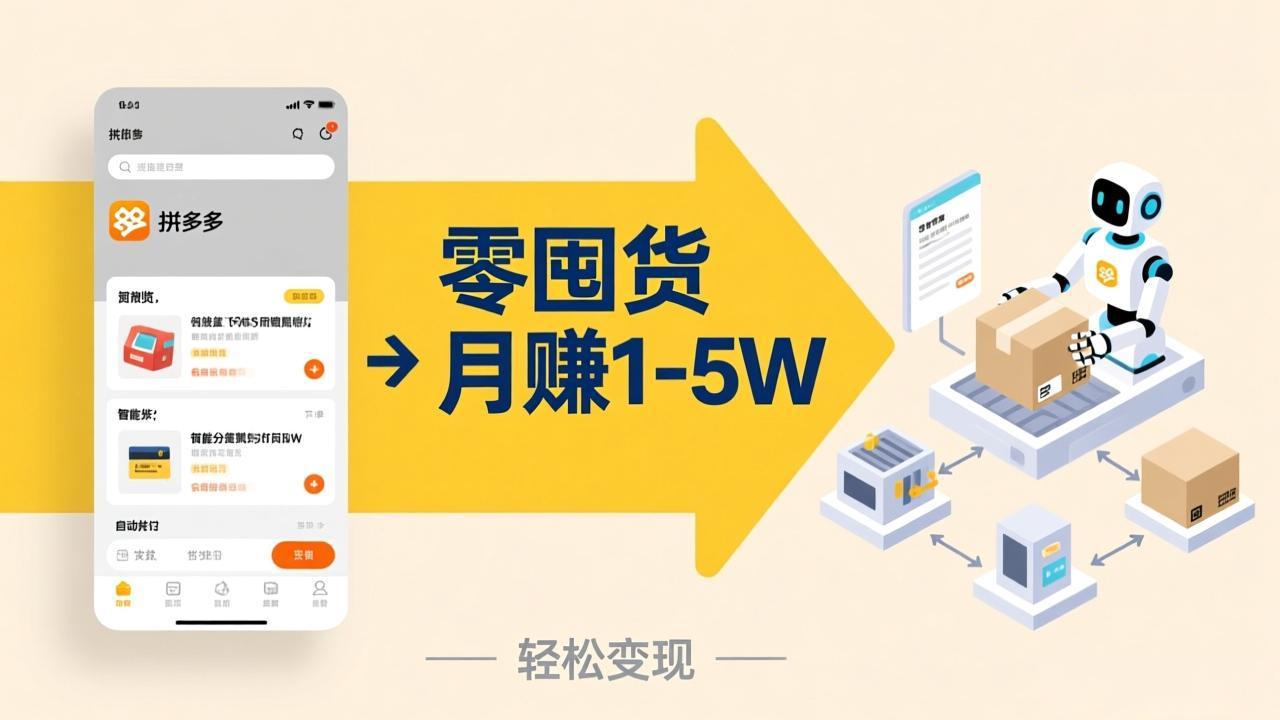 [无货源]（17490期）不用囤货不用跑单！拼多多虚拟玩法，机器人管理发货和客服，帮你月赚 1-5W
